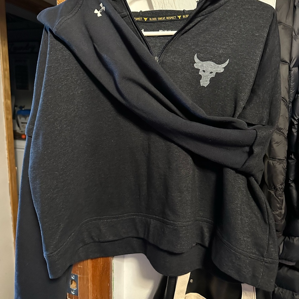 Under Armour X The Rock Black Hoodie with Bull Logo